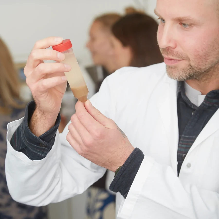 Image of a man looking at a sample test